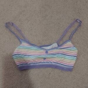 Striped Multicolor Bralette with Purple Trim